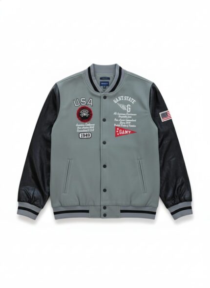 GANT Ultra Premium USA State Varsity Jacket with Leather Sleeves