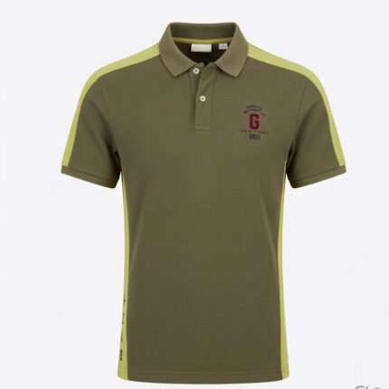 GANT Men's Olive Green Contrast Stripe Polo Shirt