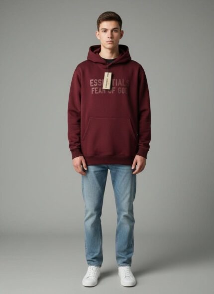 ESSENTIALS Fear of God Classic Hoodie in Burgundy