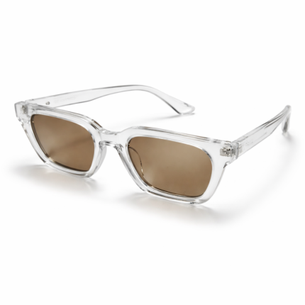 CALVIN KLEIN Crystal Mirage Hexagonal Sunglasses with Amber Lenses