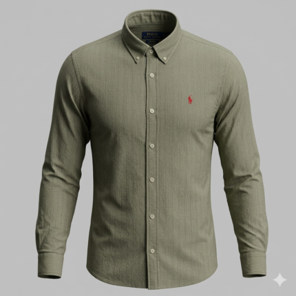 POLO RALPH LAUREN Enchanted Olive Custom Fit Long Sleeve Button-Up Shirt
