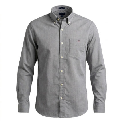 GANT Misty Charcoal Tailored Fit Long Sleeve Button-Up Shirt