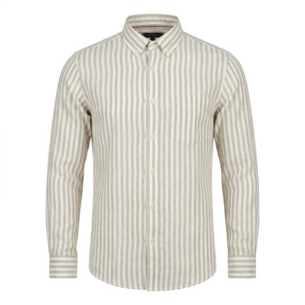 TOMMY HILFIGER Regular Fit Full Sleeve Linen Stripe Shirt in Soft Yellow