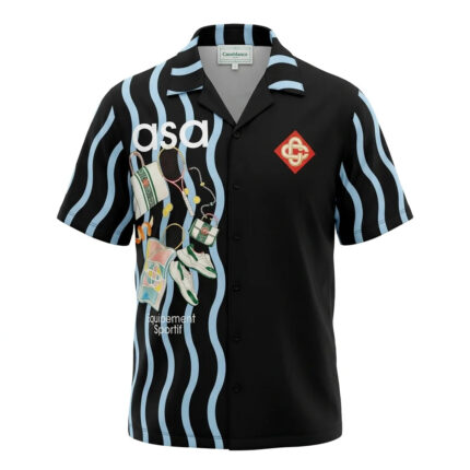Casa Blanca Graphic Wave Print Short Sleeve Shirt