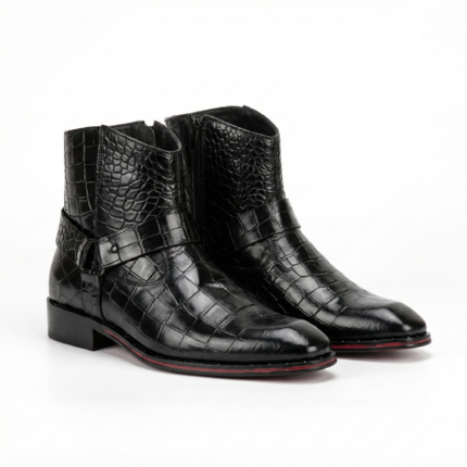 TED BAKER Shadow Onyx Refined Fit Crocodile Leather Ankle Boots