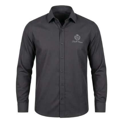 Loro Piana Regular Fit Full Sleeve Linen Black Shirt