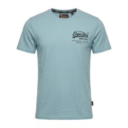 SUPERDRY Vintage Logo Sky Blue Crew Neck Cotton Lycra T-Shirt