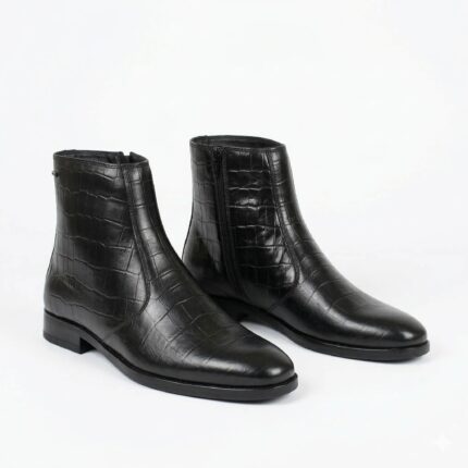 COACH Obsidian Glint Luxe Crocodile-Embossed Chelsea Boots