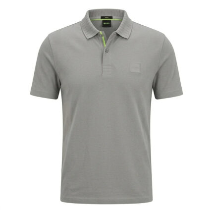 Hugo Boss Casual Grey Polo Shirt with Contrast Collar