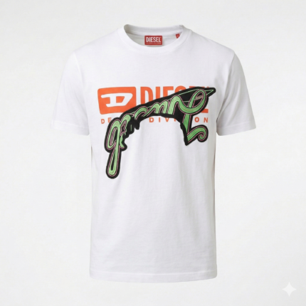 DIESEL Luminous Mint Slim Fit Short Sleeve Graphic Tee