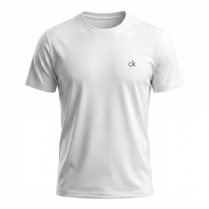 CALVIN KLEIN Whispering Silver Classic Fit Short Sleeve Cotton T-Shirt