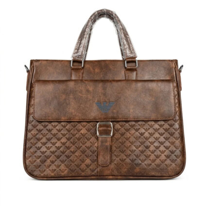 Giorgio Armani Vintage Brown Leather Tote Bag
