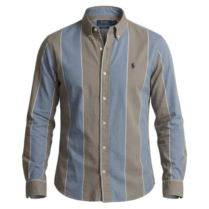 POLO RALPH LAUREN Tranquil Ash Tailored Fit Long Sleeve Striped Shirt