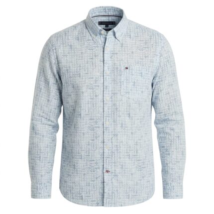 TOMMY HILFIGER Celestial Aqua Tailored Fit Long Sleeve Button-Up Shirt