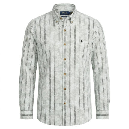 POLO Ethereal Silver Custom Fit Long Sleeve Button-Up Shirt