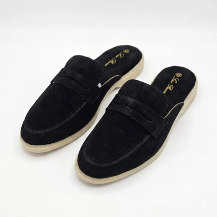Loro Piana Suede Slip-On Loafers in Black