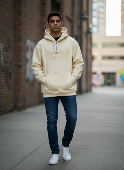 ESSENTIALS Fear of God Classic Hoodie in Cream